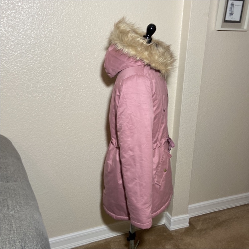 LOFT Pink Fur-Trimmed Puffer Jacket size XS - Picture 4 of 13